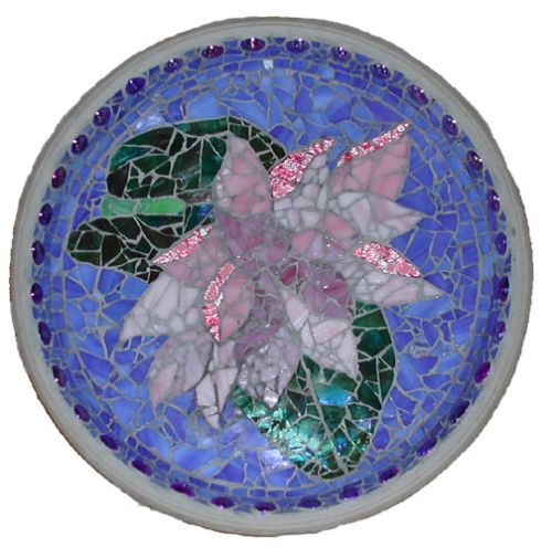 mosaic birdbath waterlily